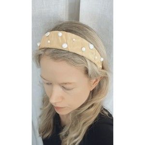 NEW Lizzie Fortunato Gold Headband with Pearl Embellishments